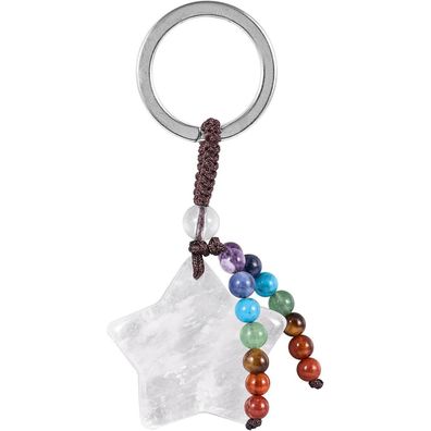 Kyeygwo Kristall Stern Schlüsselanhänger mit 7 Chakra Heilsteinen - Unisex