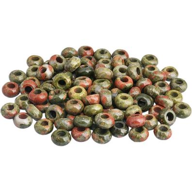 mookaitedecor 20x Unakit Edelsteinperlen Rondelle Großes Loch 12x6mm für
