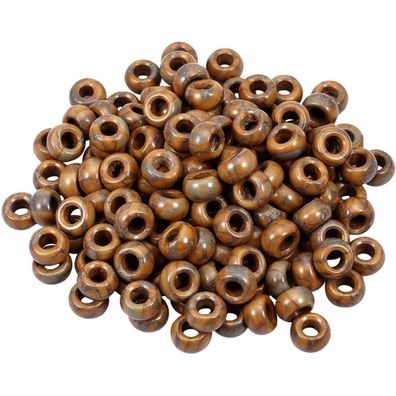 mookaitedecor 20x Bambusblatt-Achat Edelsteinperlen Rondelle Großes Loch 14x8mm