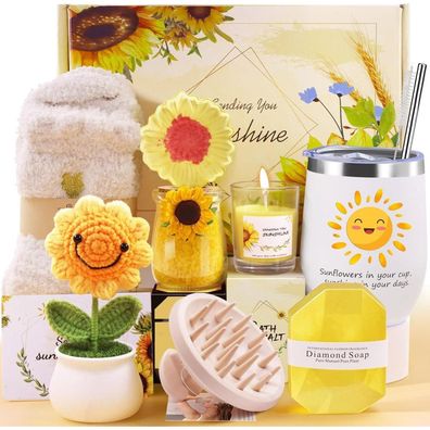 Livehitop Geschenke für Frauen, 10PCS Sonnenblumen Geschenkset mit isoliertem