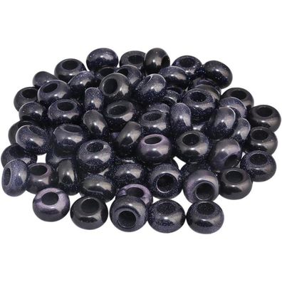 Kyeygwo 20x Große Loch Perlen Blauer Sandstein 14mm für Schmuckherstellung