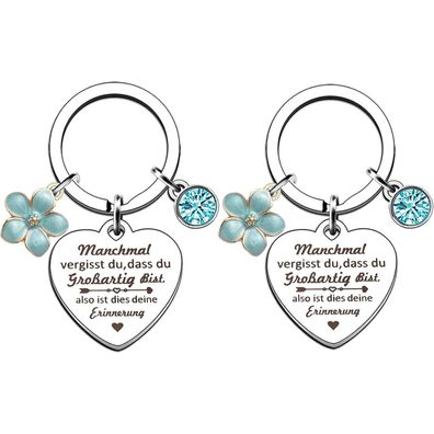 EFNHJF5 Damen Schlüsselanhänger Set - Herzförmig mit blauem Kristall