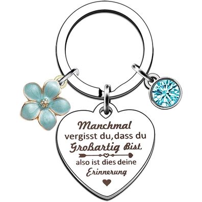 EFNHJF5 Damen Schlüsselanhänger mit Herz & blauem Diamant - Inspirierendes