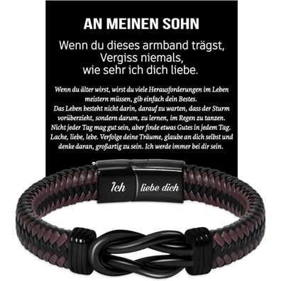 Coldbling Lederarmband "Ich Liebe Dich" für Männer, Sohn, Papa - Geschenk für