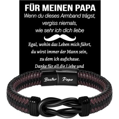 Coldbling Lederarmband für Männer - "Bester Papa" Gravur, Geschenk für Vater