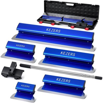 KEZERS Flächenspachtel Set 5-teilig mit Teleskopstange und Koffer, 18-60cm