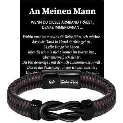 Coldbling Lederarmband "Ich Liebe Dich" für Männer - Geschenk für Freund
