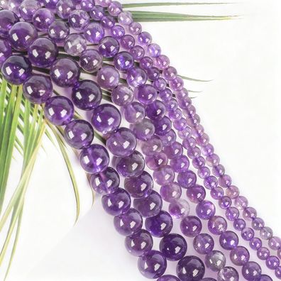 SOSMAR Natürliche Amethyst Edelsteine 120 Stück, 6mm lose Perlen zum Schmuck