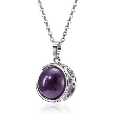 Jovivi Amethyst/Rosenquarz/Bergkristall Kugel Anhänger Halskette Schmuckstein