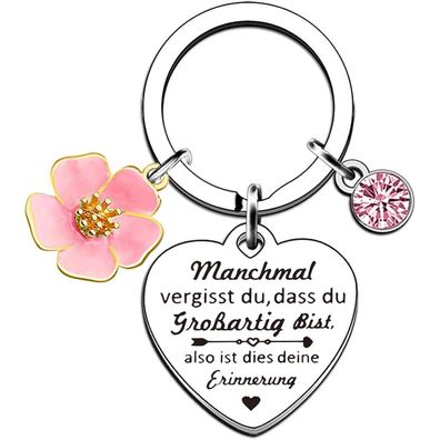 EFNHJF5 Damen Schlüsselanhänger Herz mit rosa Diamant, Geschenk für Mama