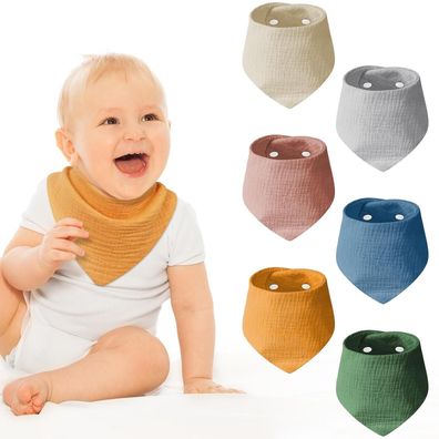 HOTUT 6er Pack Musselin Halstuch Baby Dreieckstuch Lätzchen, Baumwolle