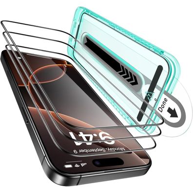 ESR Displayschutzfolie aus gehärtetem Glas für iPhone 17 / iPhone 16 Pro, 3