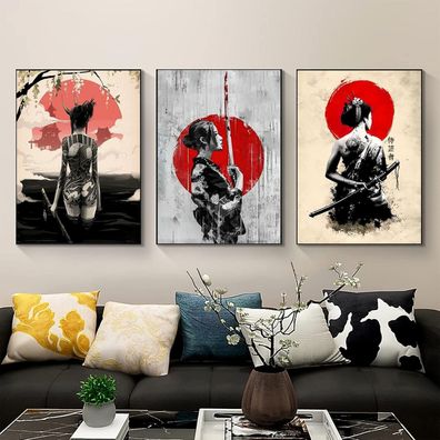 LYBOHO Japanische Frau Poster Bilder Leinwand Wandkunst Kunstdrucke Wohnzimmer