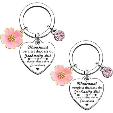 EFNHJF5 Damen Schlüsselanhänger Herz mit rosa Diamant, Geschenk für Mama