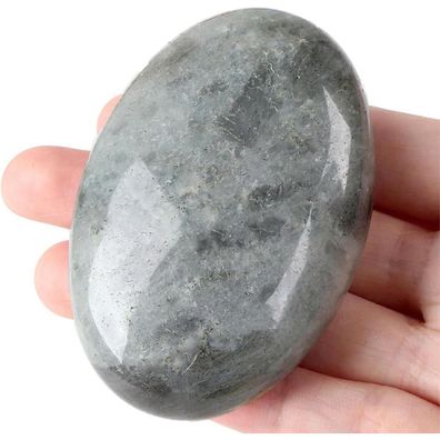 Qinjiejie Groß Weiß Labradorit 2.4" Ovaler Kristall Handschmeichler Stein zur
