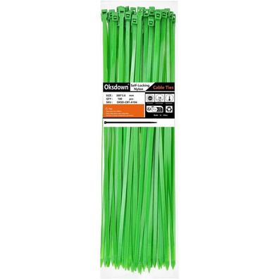 Oksdown Kabelbinder Grün 300 mm x 3,6 mm, 100 Stück, UV-Beständig, 18,2 kg