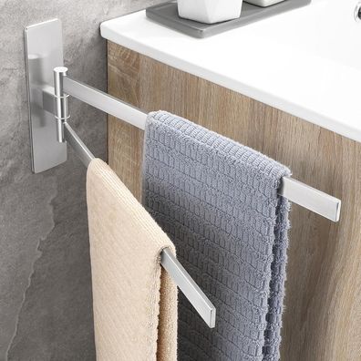 OETAMS Eckiger Handtuchhalter ohne Bohren, 180° schwenkbar, selbstklebend, 304