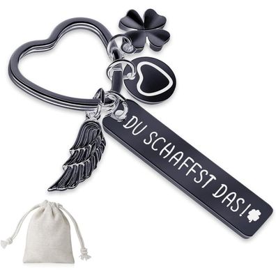 Sugeru Herz Schlüsselanhänger mit Gravur "Du schaffst das!" - Geschenk für