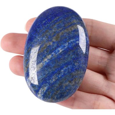 Qinjiejie Lapislazuli Kristall 2.4" Ovaler Handschmeichler Stein für