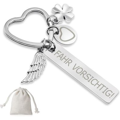 Sugeru Herz Schlüsselanhänger - Graviert, Schutzengel, Glücksbringer - Geschenk