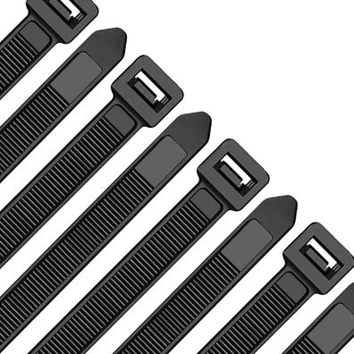 Oksdown Kabelbinder Schwarz 250mm x 7,6mm, 1000 Stück, UV-beständig, 55 kg