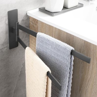 OETAMS Handtuchhalter Eckig Ohne Bohren - 180° Schwenkbar, Selbstklebend, 304