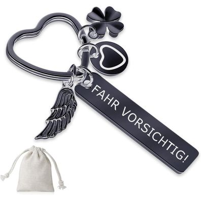 Sugeru Herz Schlüsselanhänger mit Gravur, Schutzengel Motiv, personalisierbar