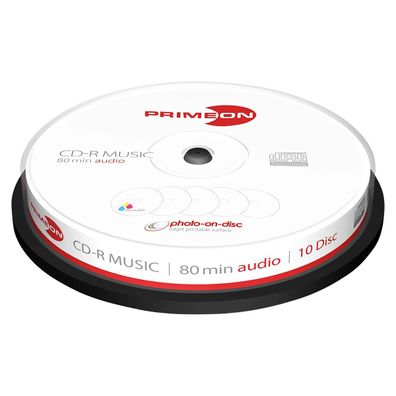 Primeon CD-R AUDIO 80 Min 10 Stück Photo on Disc bedruckbar für Audio CD Recorder