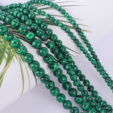SOSMAR Grüne Malachit Perlen, 4mm rund, ca. 180 Stück - Lose Edelsteine für