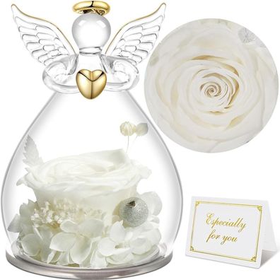 Sunia Ewige Rose im Glas Engel Figur Geschenke für Frauen, Mama, Geburtstag