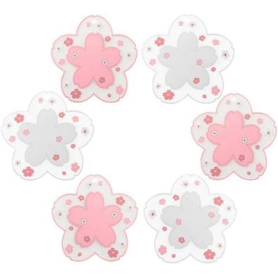 Binoster Kaffeematte, 6er Set Kawaii Kirschblüten-Untersetzer aus PVC, 11 cm