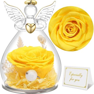 Sunia Ewige Rose im Glas Engel Figur Geschenk für Frauen, Mama, Oma, Muttertag