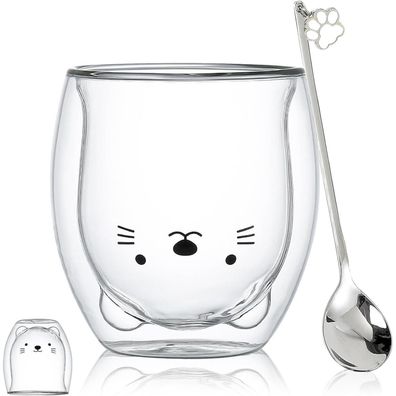 Binoster Doppelwandige Isoliergläser Espressotasse Katze, 230-280 ml, aus