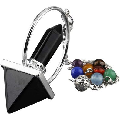 Kyeygwo Obsidian Pyramiden Pendel mit 7 Chakren Stein für Meditation