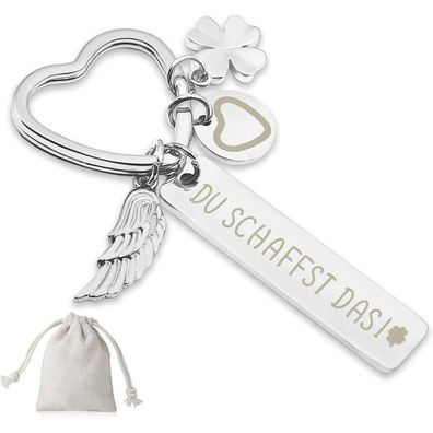 Sugeru Herz Schlüsselanhänger mit Gravur - Schutzengel, Glücksbringer für Auto