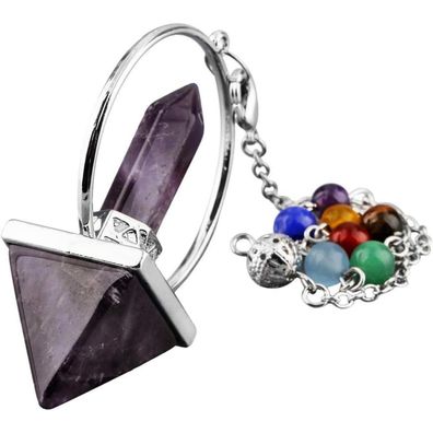 Kyeygwo Amethyst Energie Pyramiden Pendel mit 7 Chakren Stein für Divination