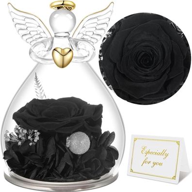 Sunia Ewige Rose im Glas mit Engel Figur - Geschenk für Frauen, Mama, Oma