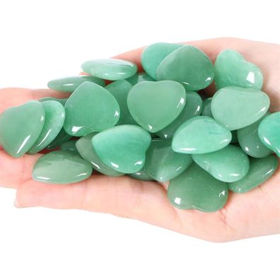 Gujoxila 20x Grüner Aventurin Herz Heilkristalle, poliert, handgeschnitzt, 20mm