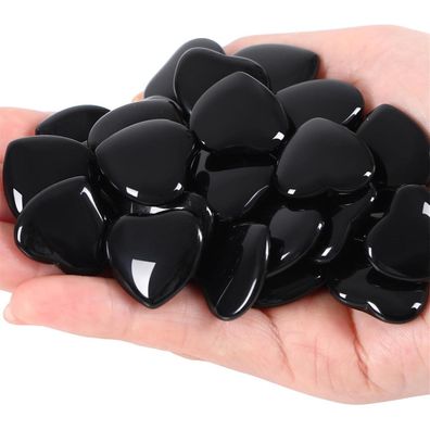 Gujoxila 20x Obsidian Herz Heilkristalle, poliert, handgeschnitzt, 20mm, für