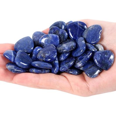 Gujoxila 20x Blaue Sodalith Herz Heilkristalle, poliert, handgeschnitzt, 20mm