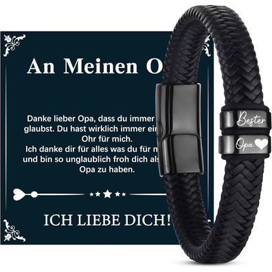 Merclix Lederarmband für Männer, Papa, Opa - Geschenk für Weihnachten