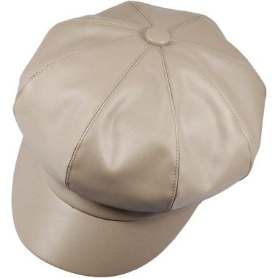 Kyeygwo PU Leder Zeitungsjunge Baskenmütze für Damen - 8 Panels Schirmmütze
