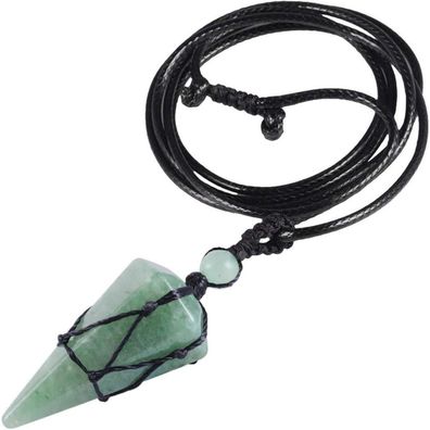 Kyeygwo Kristall Anhänger Halskette mit Lederseil, Heilung Reiki Pendel Kette
