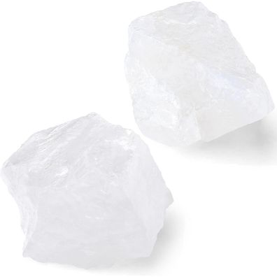 Qinjiejie Bergkristall Rohstein 2 Stück 100% Klarer Quarz Naturstein für