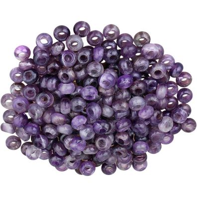 Kyeygwo 20Pcs Große Loch Perlen Amethyst Rondelle Polierte Steinperlen für