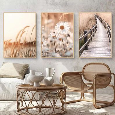 Uixxducc 3er Boho Poster Set Ästhetik Beach Landschaft Bilder Wanddeko für