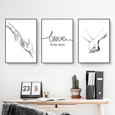Trayosin 3er Premium Poster Set "Hand in Hand" Moderne Wandkunst Bilder 50x70cm