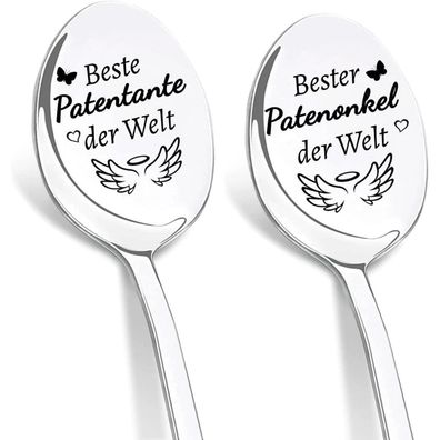 Dikarya 2er Kaffeelöffel Set "Beste Patentante der Welt" Gravur Geschenk für