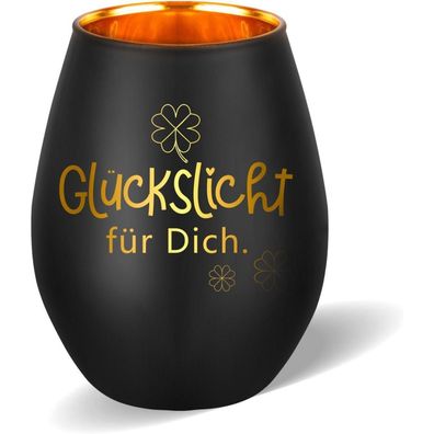 Belillpipi Glückslicht Windlicht aus Glas Teelichthalter Tischdeko mit Gravur