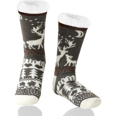 Wotence Herren Warme Dicke Wintersocken mit Anti-Rutsch-Sohle, Flauschig Thermo